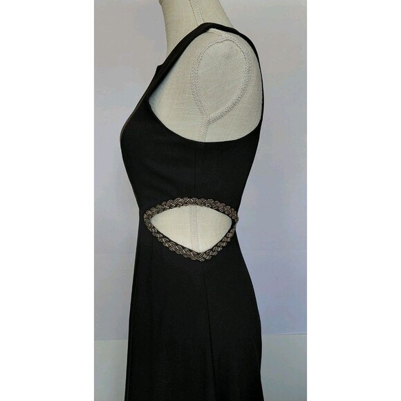 Lovers + Friends Sz S Black Sleeveless Maxi Dress with Side Silver Bead Cutouts - Picture 3 of 11